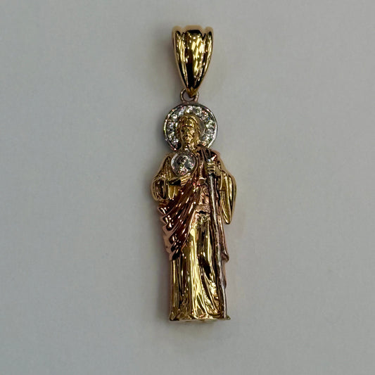14k 3D Mini Tri Color San Judas Pendant