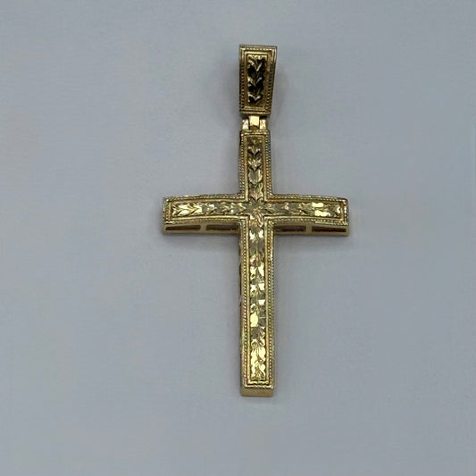14k Diamond Cut Cross Pendant