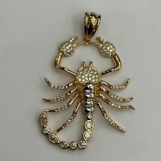 14k 2-Tone CZ Scorpion Pendant