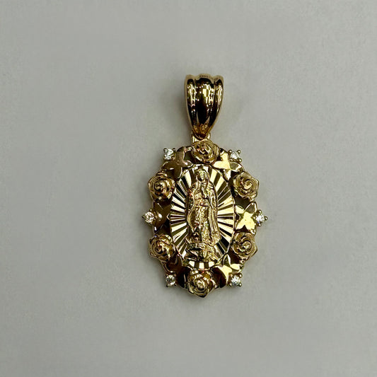 14k Virgin Mary Rose Pendant