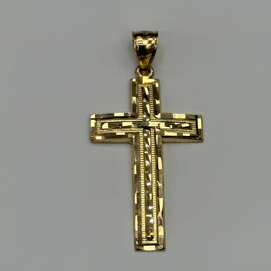 14k Diamond Cut Cross Pendant