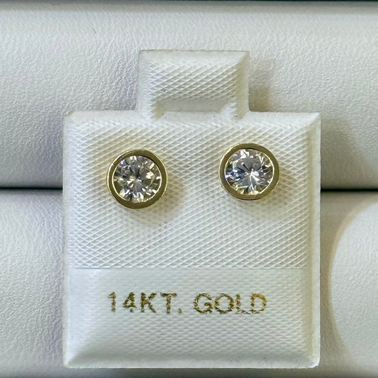 14k Cz Bezel Set Earrings