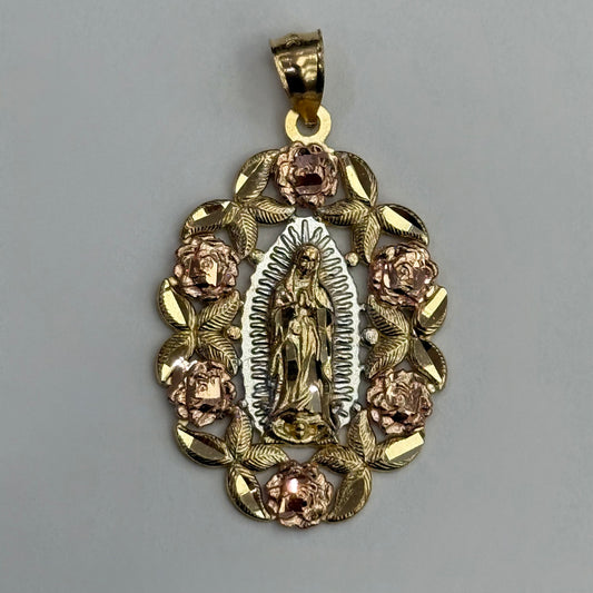 14k Tri-Color Virgin Mary Pendant