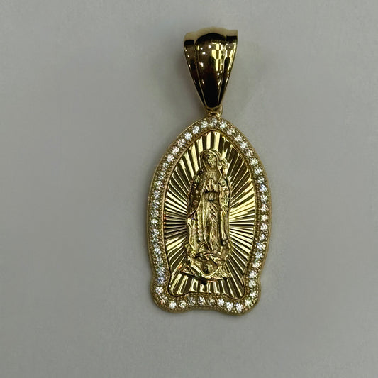 14k CZ Virgin Mary Pendant
