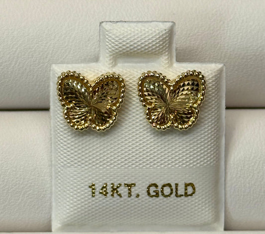 14k Diamond Cut Butterfly Earrings
