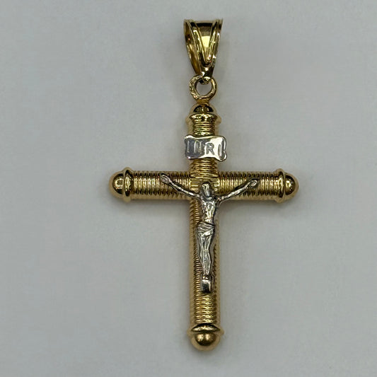 14k 2-Tone Cross Pendant