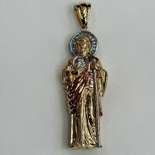 14k 3D Tri Color San Judas Pendant