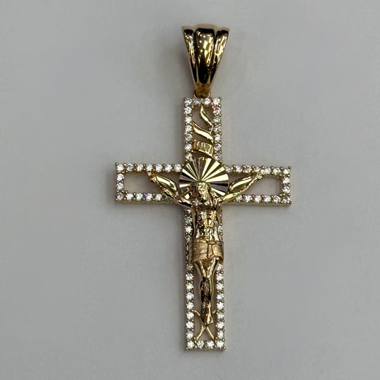 14k CZ Cross Pendant