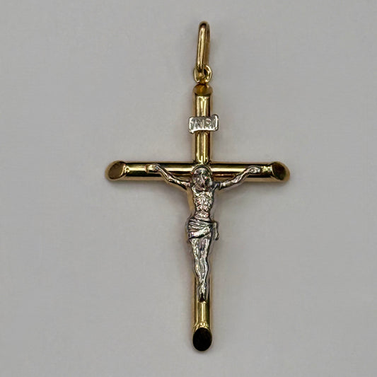 14k 2-Tone Cross Pendant