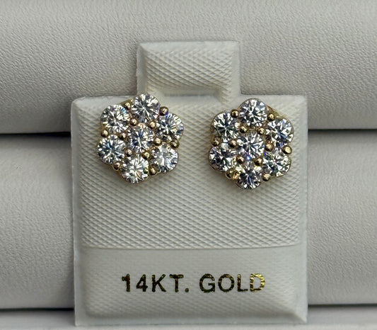 14k Medium CZ Flower Earrings