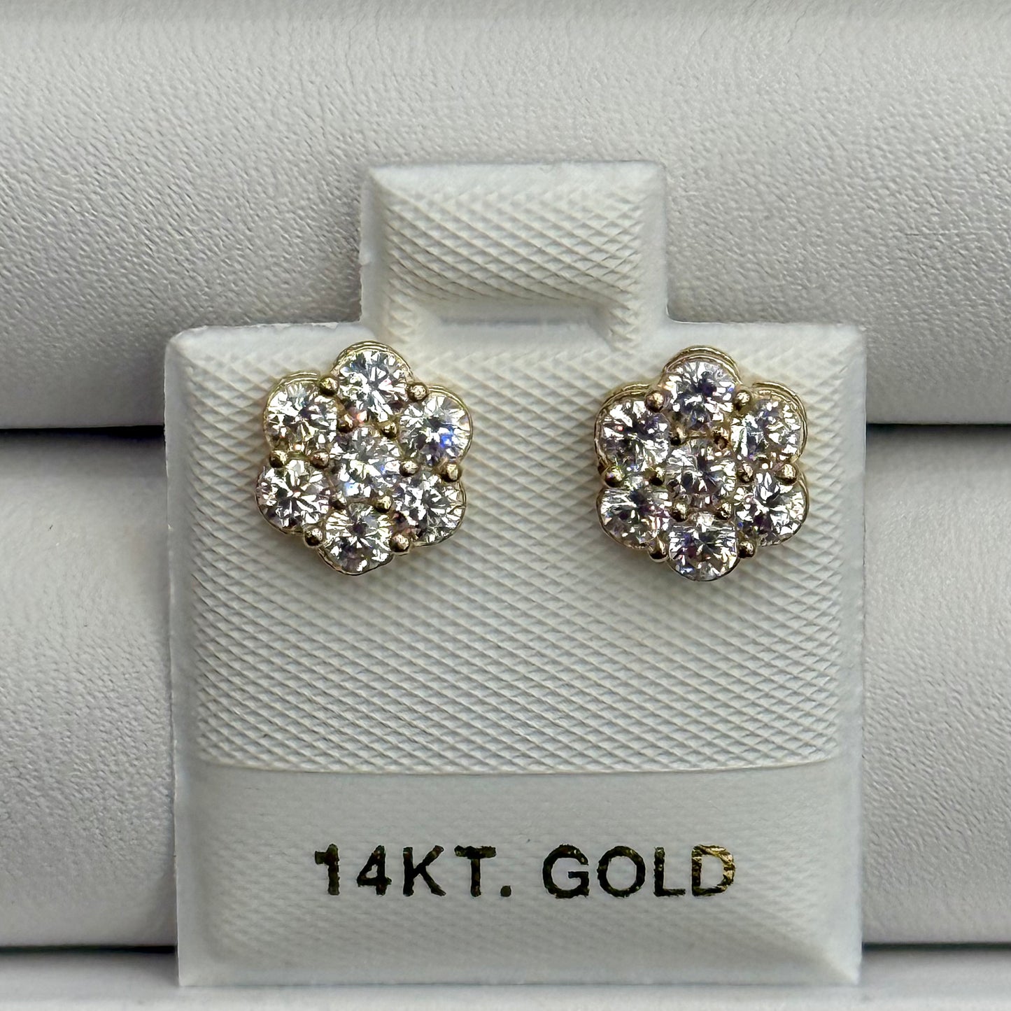 14k Small CZ Flower Earrings