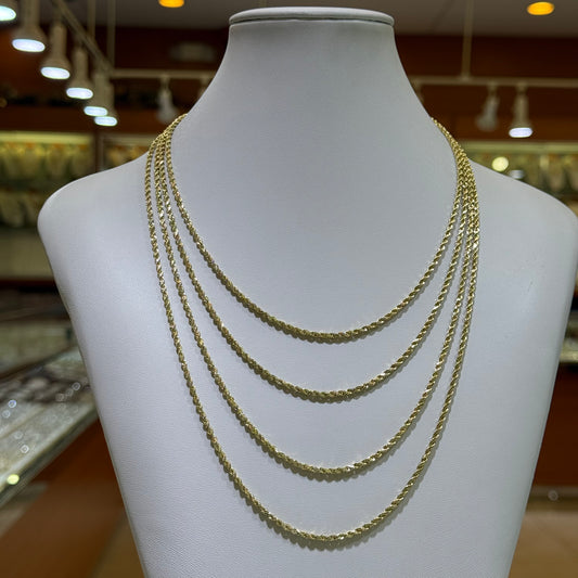 14k 2mm Semi Solid Rope Chain
