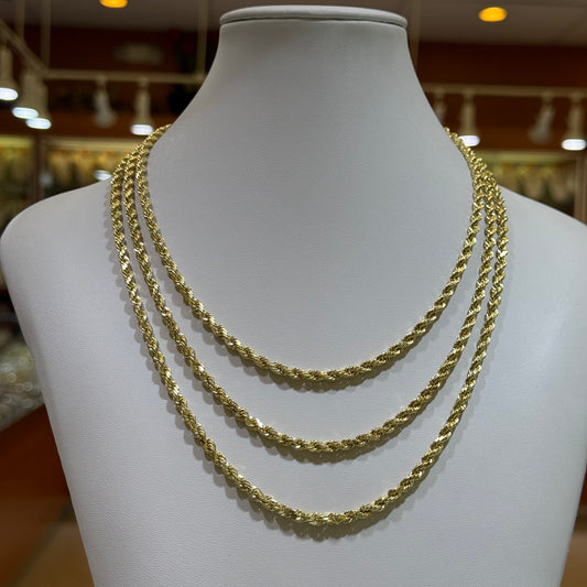 14k 4mm Semi Solid Rope Chain