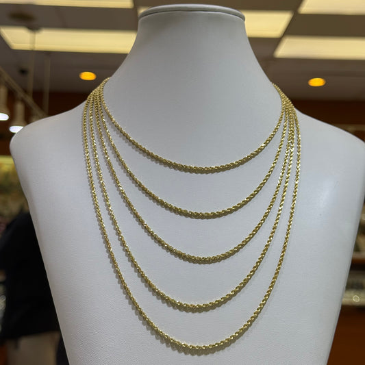14k 2mm Solid Rope Chain