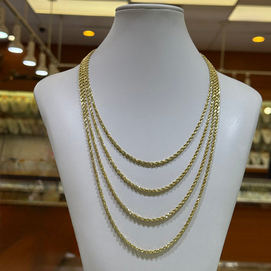 14k 3mm Solid Rope Chain