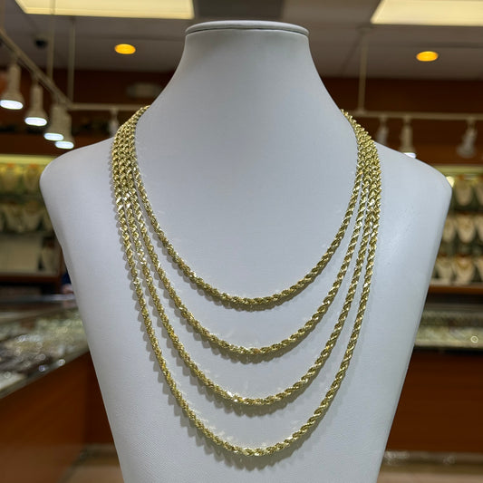 14k 4mm Solid Rope Chain