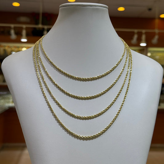 10k 2mm Semi Solid Rope Chain