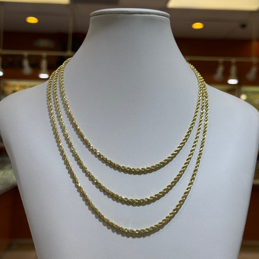 10k 3mm Semi Solid Rope Chain