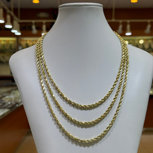 10k 4mm Semi Solid Rope Chain