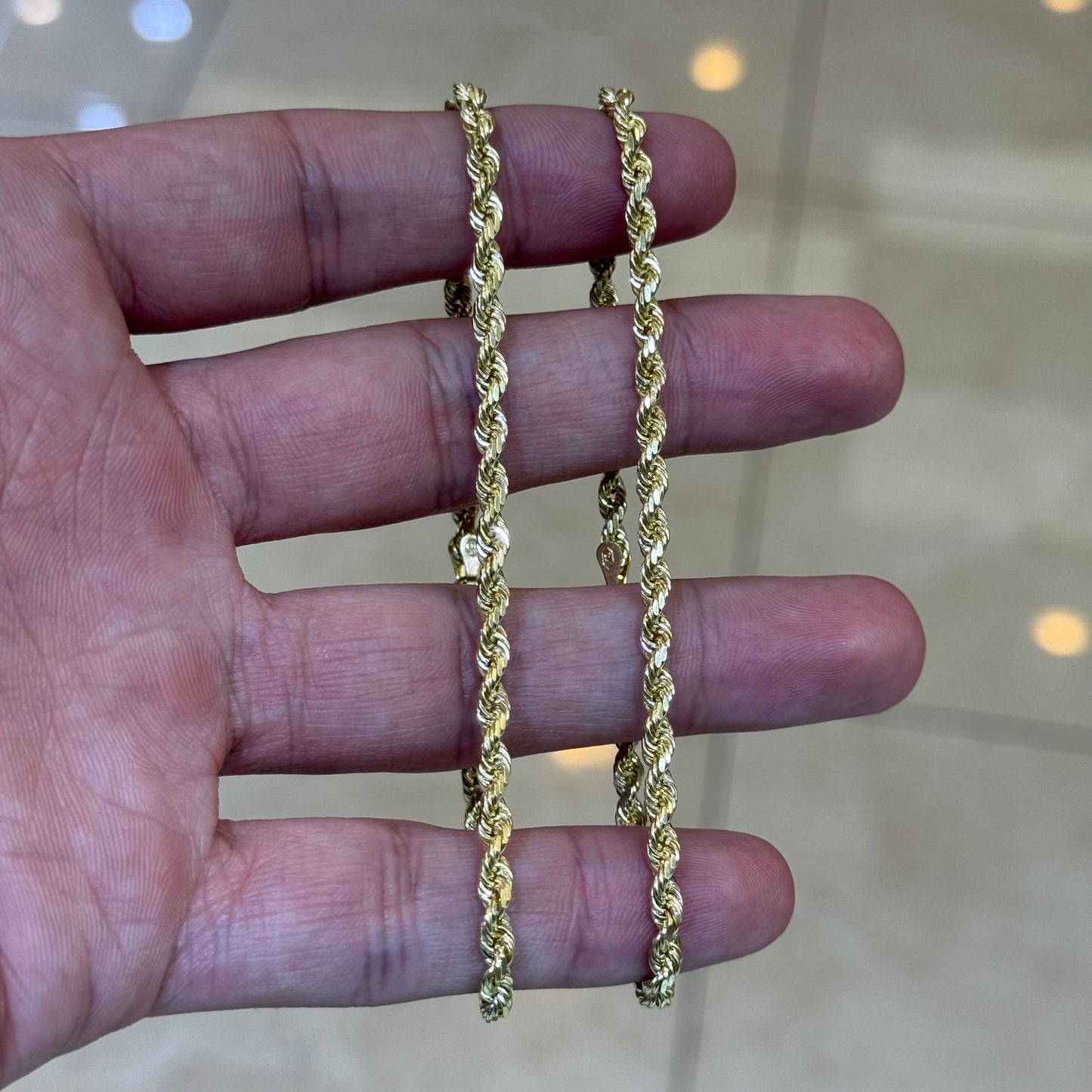 14k 3mm Solid Rope Bracelet