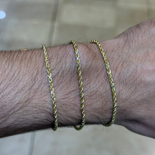 14k 2mm Semi Solid Rope Bracelet