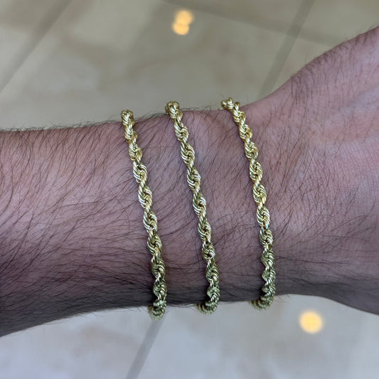 14k 4mm Semi Solid Rope Bracelet