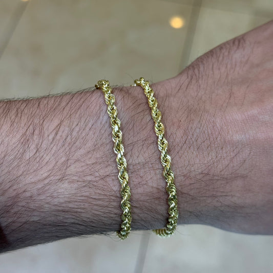 10k 4mm Semi Solid Rope Bracelet