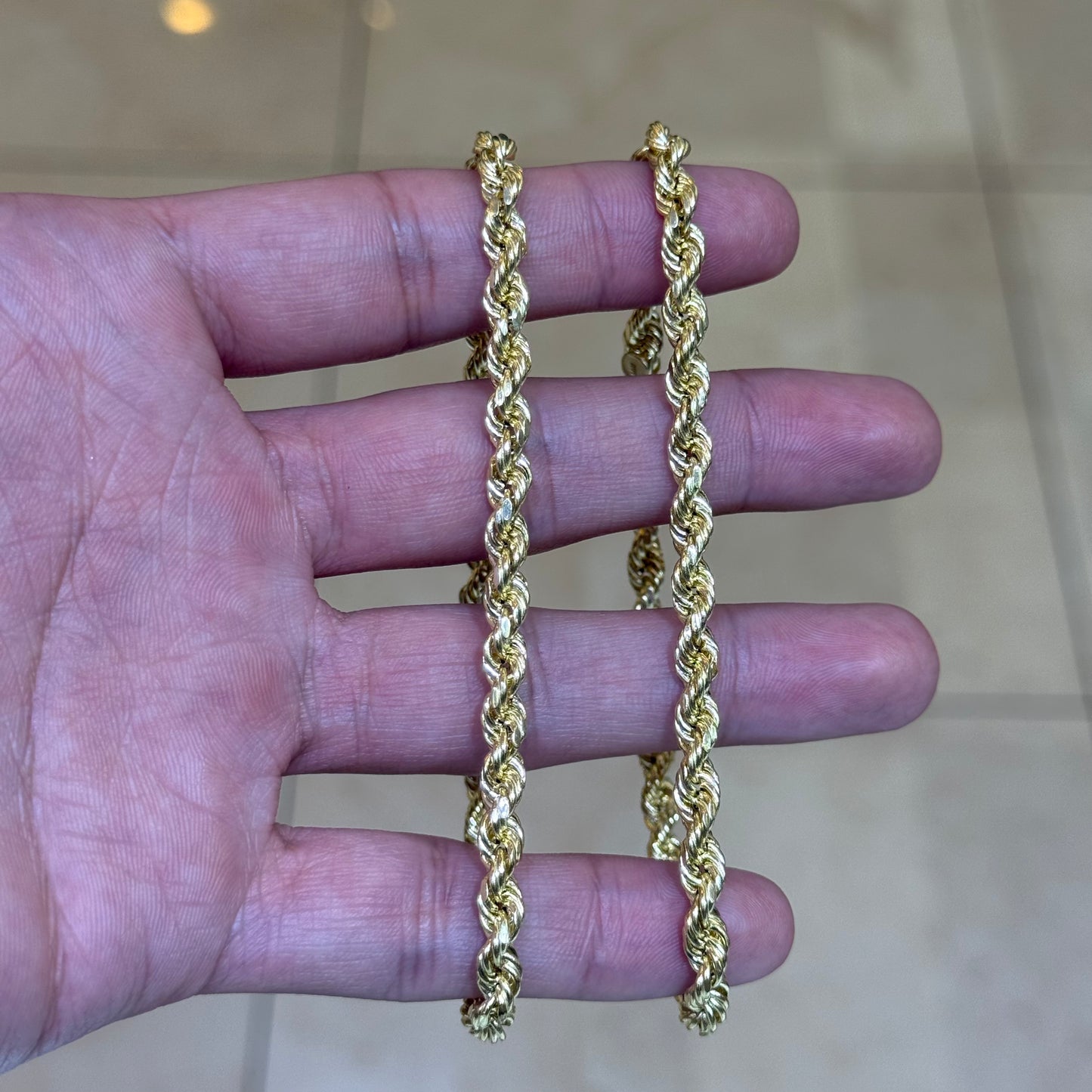 10k 5mm Semi Solid Rope Bracelet