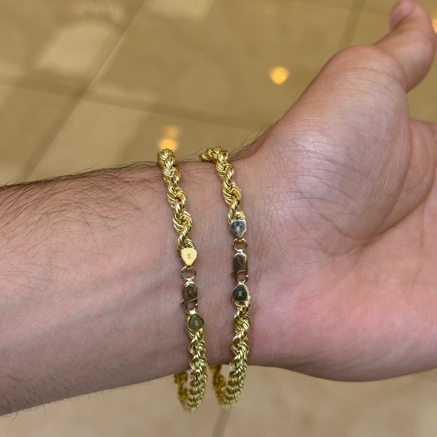 10k 5mm Semi Solid Rope Bracelet