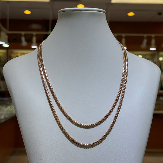 14k 4mm Solid Rose Gold Miami Cuban Chain