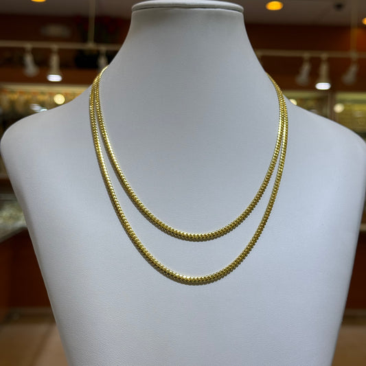 14k 3mm Solid Miami Cuban Chain