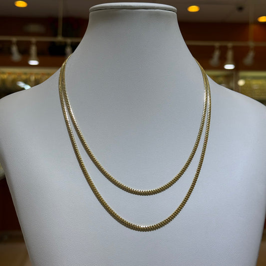 14k 2mm Solid Miami Cuban Chain