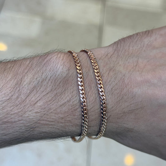 14k 4mm Rose Gold Solid Miami Cuban Bracelet