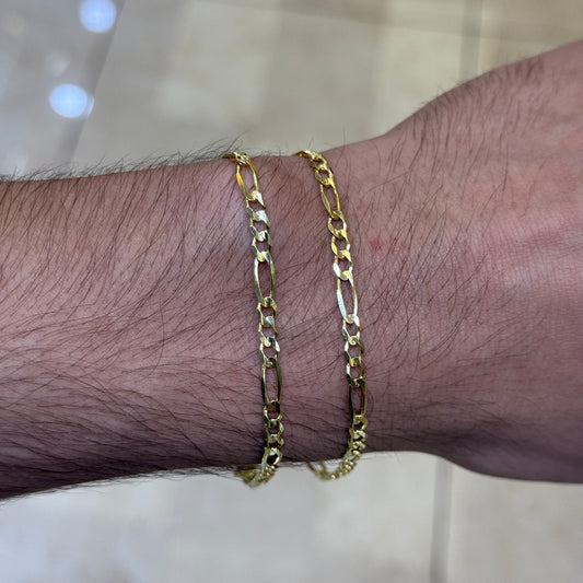 14k 3mm Solid Figaro Link Bracelet