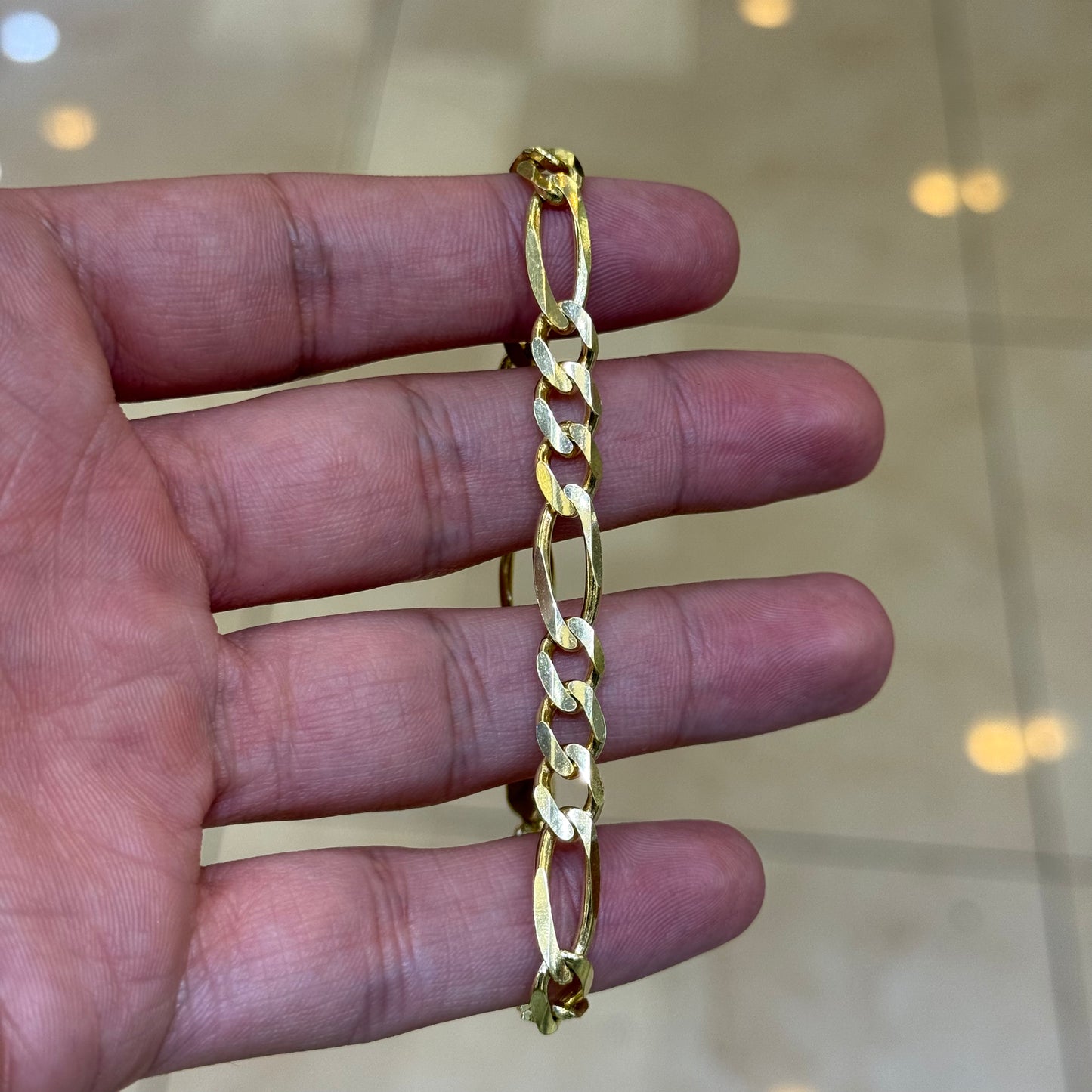 14k 7mm Solid Figaro Bracelet