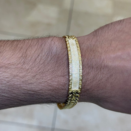 14k 10mm Pattern Chino Link ID Bracelet