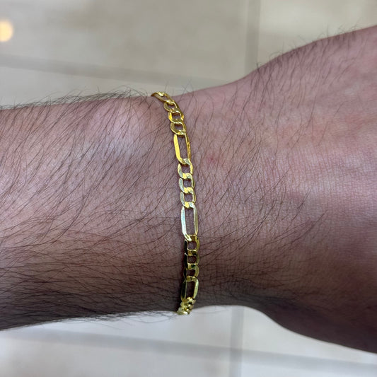 14k 4mm Semi Solid Figaro Link bracelet