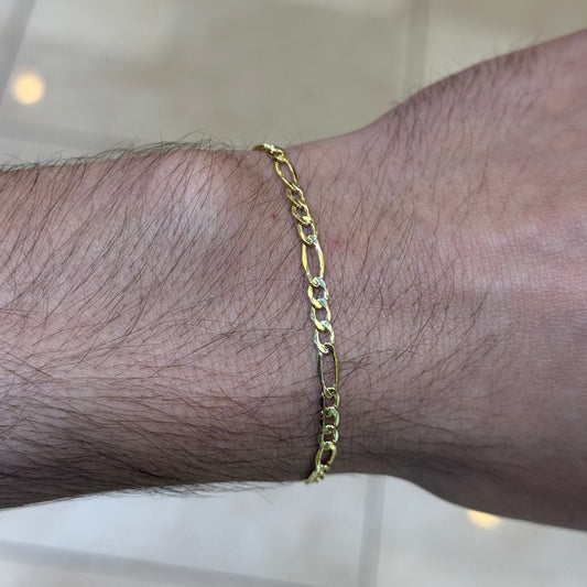 14k 3mm Semi Solid Figaro Link Bracelet
