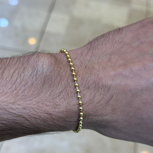 14k 3mm Solid Ball Link Bracelet