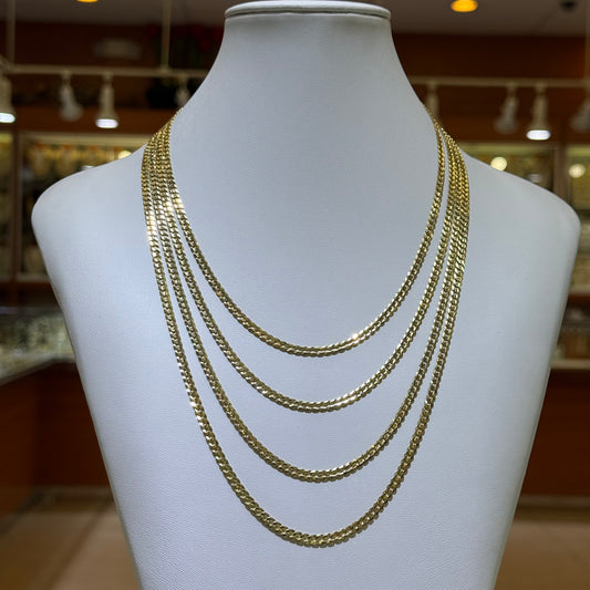 14k 4mm Solid Cuban Link Chain