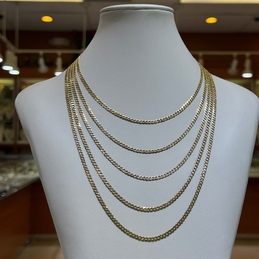 14k 3mm Solid 2-Tone Diamond Cut Cuban Chain