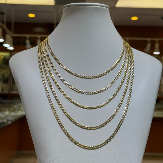14k 3.5mm 2-Tone Diamond Cut Cuban Chain