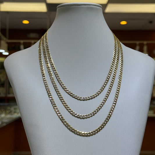 14k 5mm Solid 2-Tone Diamond Cut Cuban Chain