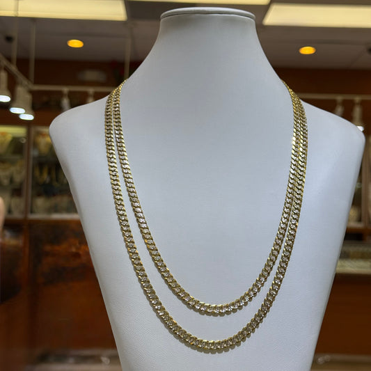 14k 6mm Solid 2-Tone Diamond Cut Cuban Chain