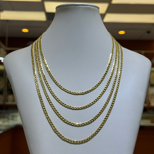 14k 4mm Semi Solid Cuban Chain