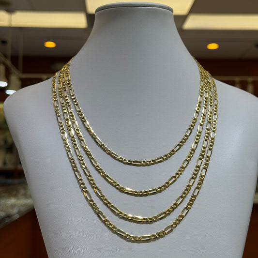 14k 4mm Semi Solid Figaro Chain