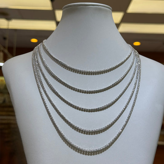 14k 2mm White Gold Icy Link Chain