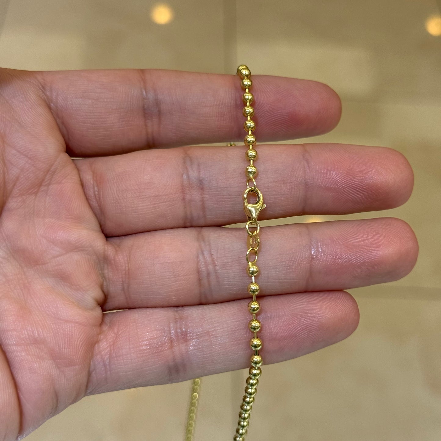 14k 3mm Solid Ball Chain