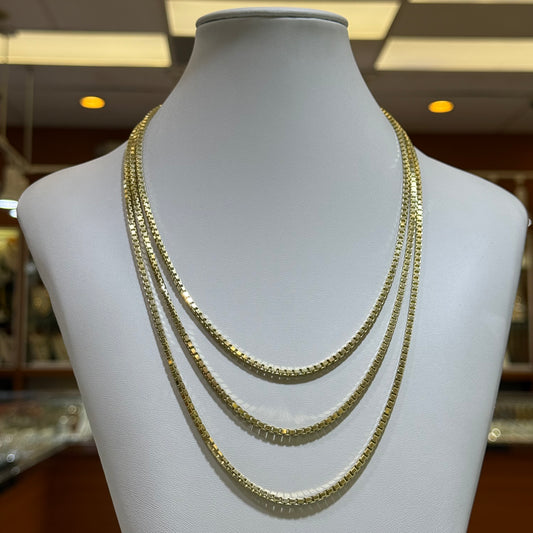 14k 3mm Solid Box Chain