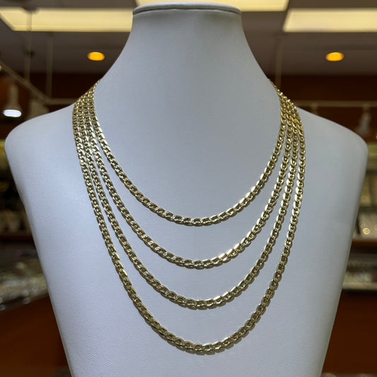 14k 4mm Solid Mariner Link Chain